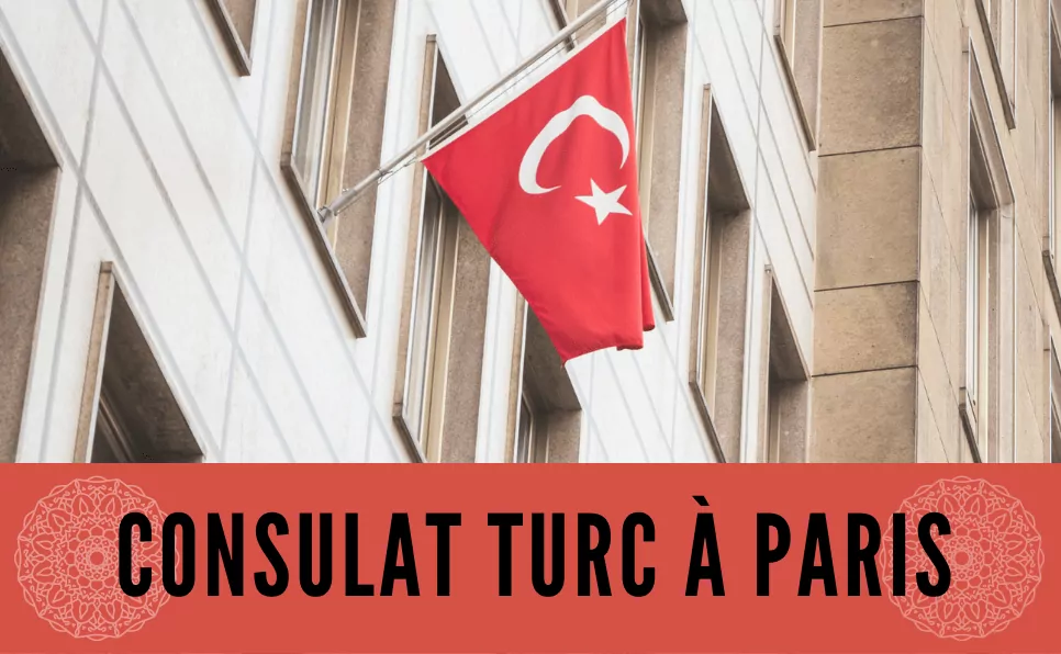 consulat turc à paris et drapeau de turquie